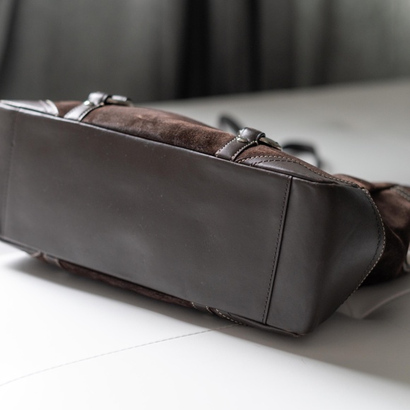 Coach Suede Leather Trim Tote Bag - Picture 4 of 6